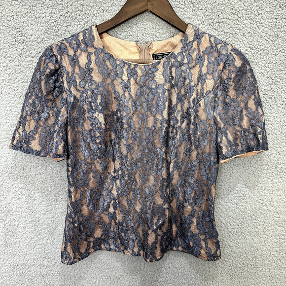 Cachet by Bari Protas Top Womens Small Floral‎ Lace Short Sleeve Boho Chic Event - Picture 1 of 5